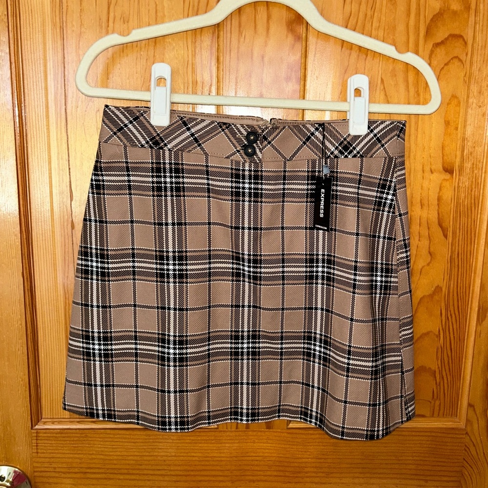Express brown plaid skirt size 4